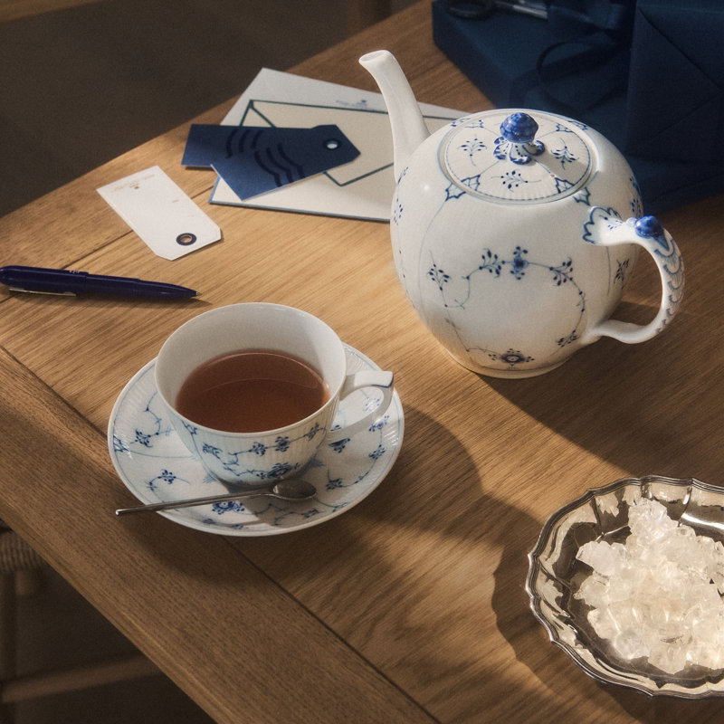 Royal Copenhagen Blue Fluted Plain 9.4679 oz. Tea Cup and Saucer